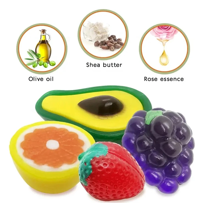 Hot Selling Mini Oil Soap Custom Models Children′ S Handmade DIY Fruit Shape Handmade Soap Display Packing Natural Fruit Shape Soap for Shop Sale