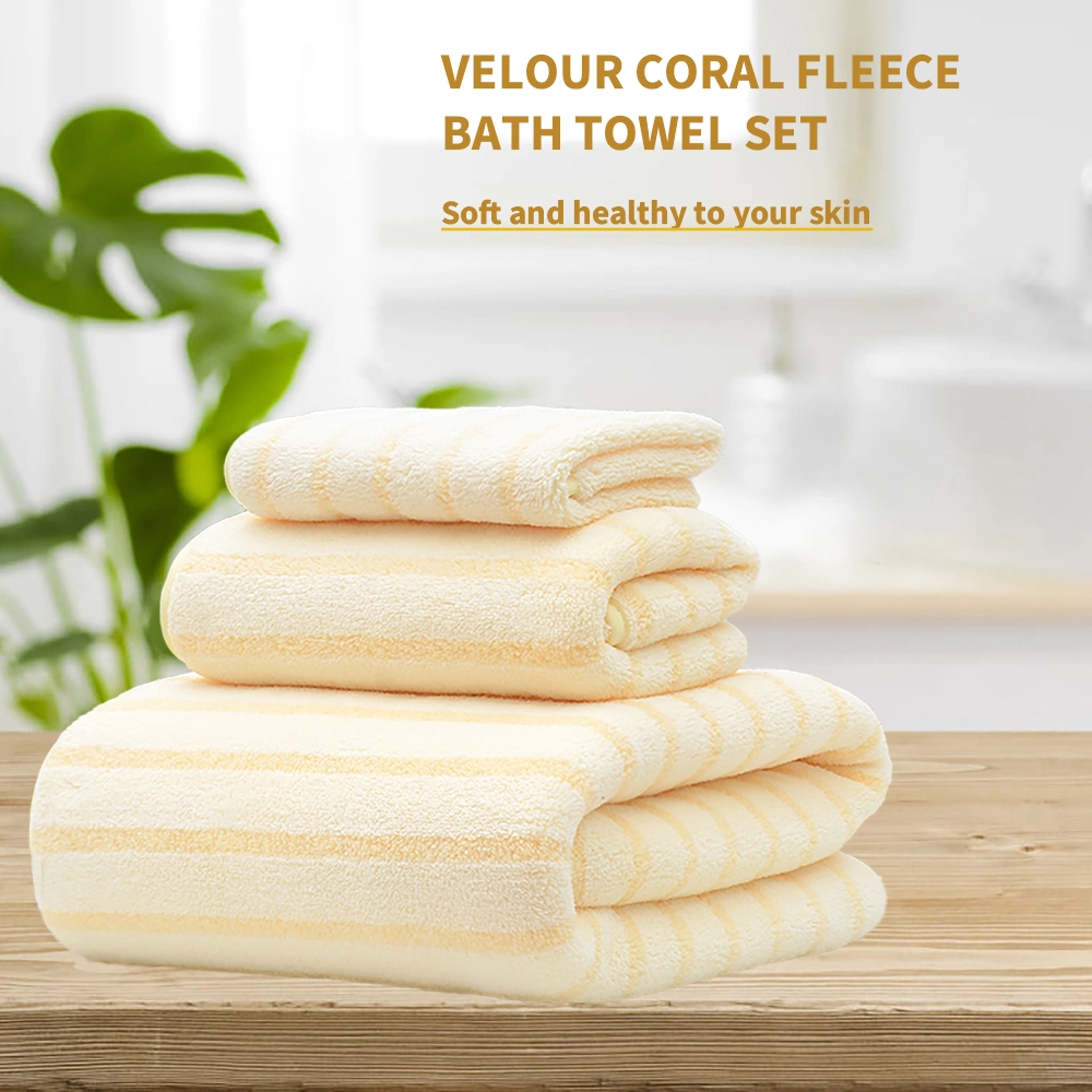 Luxury Velour Microfiber Bath Towel Sets Wholesale in Gift Box of Custom Coral Fleece Towels Bath Set