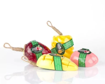 Venta caliente Mini aceite de jabón modelos personalizados de los niños DIY hecho a mano en forma de fruta Jabón hecho a mano de calidad natural regalo de frutas hechas a mano Jabón de belleza con cuerda